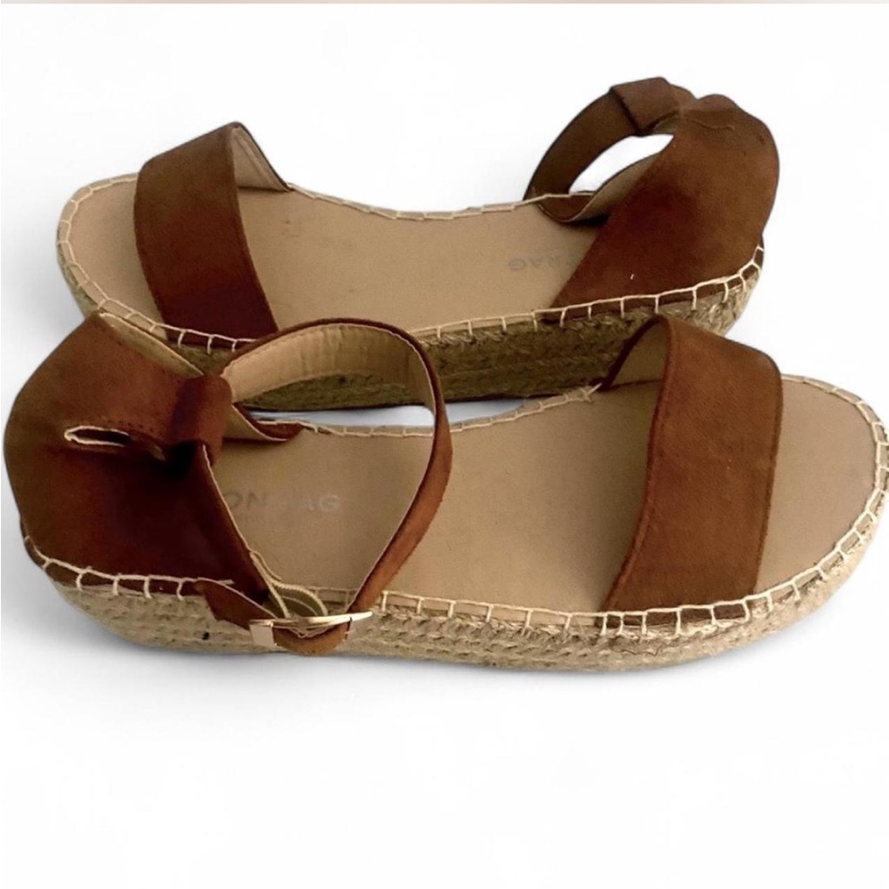 LONDON RAG TAN WEDGE ESPADRILLE SANDALS OPEN TOE ADJUSTABLE STRAPS SIZE 9